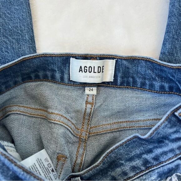 AGOLDE Toni Straight Leg Jeans 24 STYLE#A133F-3002 CUT# 52100 distressed denim - Picture 8 of 10